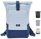 LARKSON Rucksack Damen Herren Blau - No 4 - Rolltop Backpack mit Laptopfach Uni, Arbeit & Fahrrad - Großer Reiserucksack - Wasserabweisend