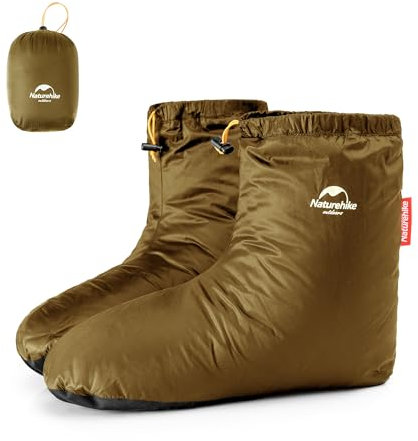 Naturehike Federschuhe Warme Entendaunensocken Outdoor/Indoor Wasserdichte Winter Fleece Socken Schlafzimmer Büro rutschfest super warmes Schuhwerk Snowboard Reitschuhe（Braun M）