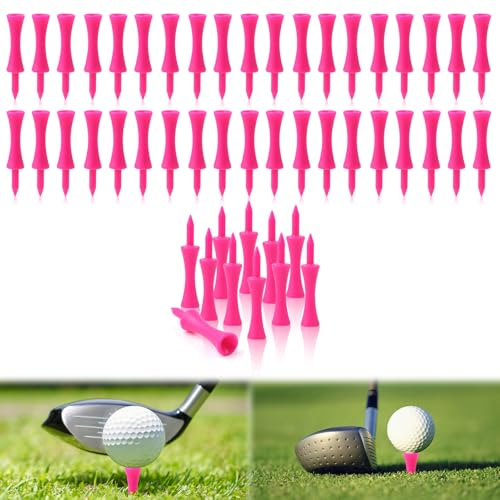 FORETOGO 100 Pièces Tees de Golf en Plastique,Portable Tees de Golf 57mm Réutilisable Accessoires de Golf Tees pour l'Entraînement,Practice,Parcours et pour Les Professionnels