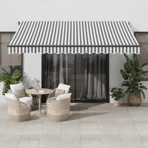 Store manuel à bras articulé, 400 x 350 cm, blanc anthracite, résistant aux UV, avec éclairage LED à intensité variable, idéal pour terrasse, balcon, jardin, bistro, imperméable