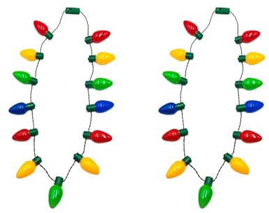 FANOST Christmas Necklace Light UP, 13 LED Bulbs, Light Up Necklace for Kids Adults, Ugly Sweater Party Decorations Xmas Stocking Filler Secret Santa Gifts