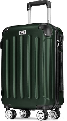 POSH resväska ABS – stor 75 cm, medelstor 65 cm och handbagage hårt fodral i ett – 360° lättgående hjul – 198 l total inre volym, Mörkgrön, Handgepäck - 55x40x20cm, Resväskset med hårt skal med 360°