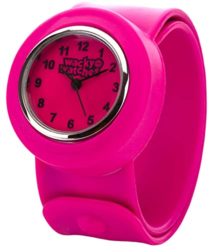 Popwatch Hot Pink Colour Wacky Watch ® Slap Strap Fast Fit Kids Childrens Silicone Band Unisex Instant Fit Any Size
