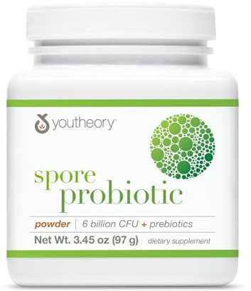 Youtheory Spore Probiotic Powder - Vegan Gut Health Supplement for Men & Women* - 6 Billion CFU - Dairy, Soy & Gluten Free - 3.45 oz