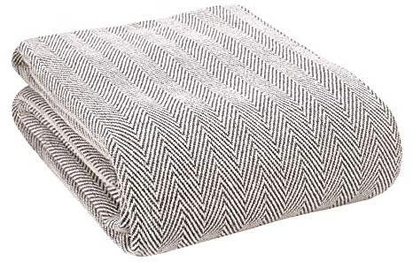Glamburg 100% Soft and Breathable Cotton Thermal Blanket Queen Charcoal - Perfect for Layering Any Bed for All Season