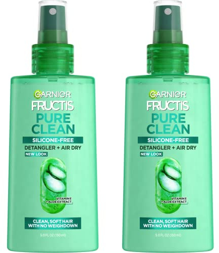 Garnier Fructis Pure Clean Detangler + Air Dry Spray, 5.0 Fl Oz, 2 Count (Packaging May Vary)