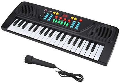 Clavier Electronique Multifonctionnel à 37 Notes, Mini Piano avec Design Compact Jouets Educatifs pour Sons et Rythmes Multiples avec Mini Microphone Idéal pour Enfants