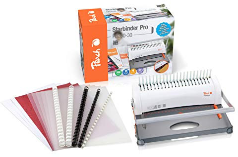 Peach All in one Plastikbindegerät - bis A3 quer - Preis-/Leistungs-Sieger* - bindet 350 Blatt - geeignet für alle marktüblichen Binderücken - inkl. Starterset - PB200-30A