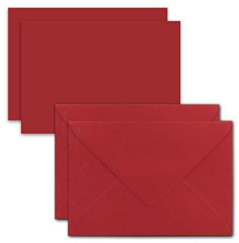 FarbenFroh by GUSTAV NEUSER 25x Karte mit Umschlag Set aus Einzel-Karten DIN A7-10,5x7,3 cm - Rosenrot (Rot) mit Brief-Umschlägen C7 Nassklebung ideale Geschenkanhänger