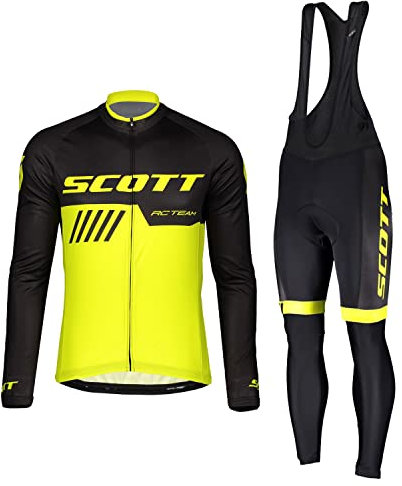 HOMTOL Herren Radtrikot Set Langarm Fahrradanzüge Fahrradtrikot Set Langarm Trikot + Radlerhose mit Sitzpolster Atmungsaktiv Elastische Schnell Trocknend Fahrrad Trikot für Fahrrad Rennrad MTB