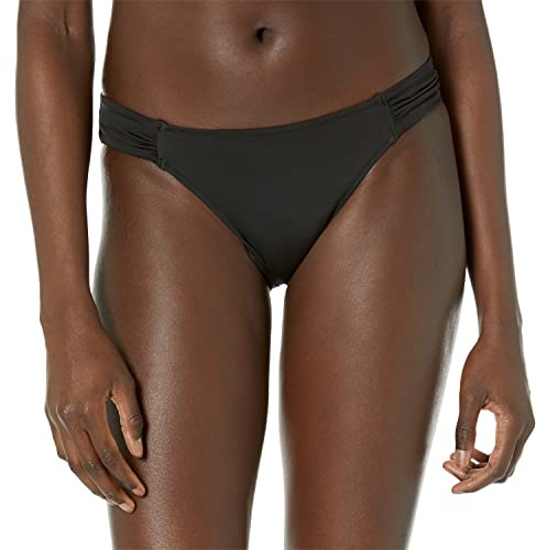 Amazon Essentials Parte Inferior de Traje de baño de Bikini con pestaña Lateral para Mujer, Negro Lavado, 14