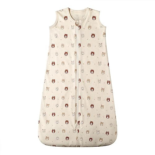 Owlivia Bio-Baumwolle Baby Schlafsack 0.5 Tog Jungen Mädchen Schlafsack, Tragbare Baby-Decke mit 2-Wege-Reißverschluss (Minibären, 18-24 Monate)