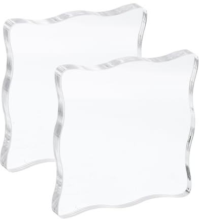 PATIKIL Acrylic Stamp Block, 2 Pack Stamping Block Wavy Clear Decorative Mounting Blocks Set for Scrapbooking DIY Crafts Card Making, 2x2