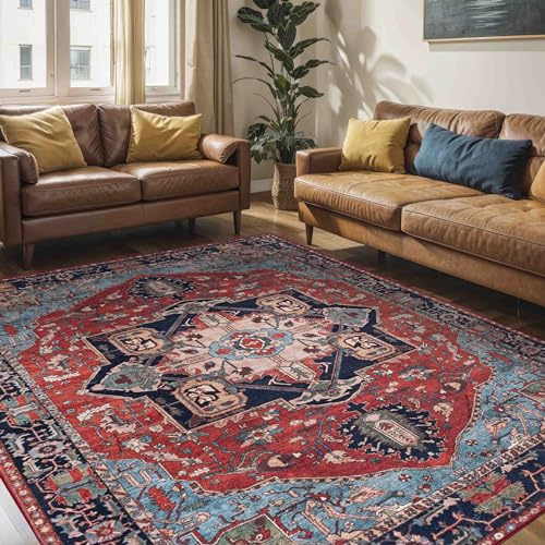 Mazovia Teppich Orientalisch Vintage - Waschbar rutschfest - Weich Traditioneller Teppich für Wohnzimmer Orientteppich - Fußbodenheizung geeignet - Rot Burgunderrot 200 x 300 cm