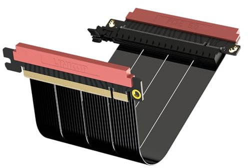 LINKUP - AVA5 PCIE 5.0 Riser-Kabel | RTX5090 RX9070 GPU Bereit | x16 128GB/s Geschwindigkeit | PCIe 4.0 Kompatibel | Entwickelt für ITX | Dual Reverse Schwarz 19cm (Gesamtlänge 21cm)