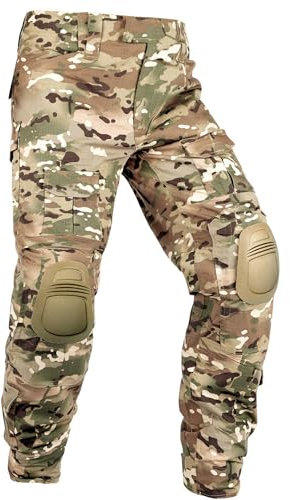 OCANXUE Taktische Hose für Herren, G3, Kampfhose mit Knieschonern, wasserdicht, Camouflage, Cargohose für Airsoft, Paintball, ohne Gürtel, Cp Camo, 50