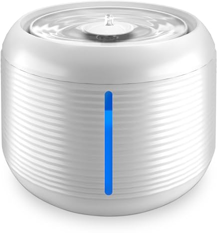 Fuente automática Veddelholzer para gatos, 2,5 litros, con indicador LED, sin BPA, filtro 4 comp., extremadamente silenciosa, fácil de limpiar
