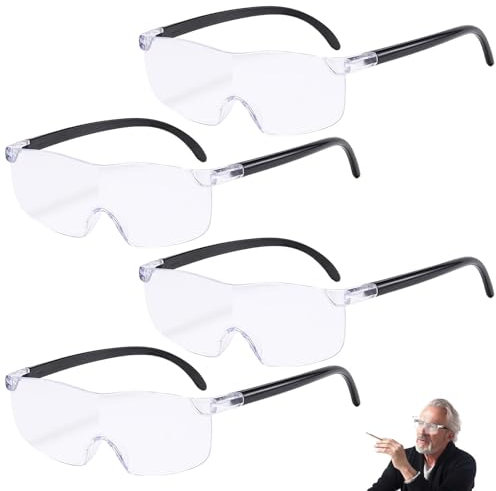 4 Stück Lupenbrille, Lupenbrille Für Brillenträger 300% 500% 800% 1000% Vergrößerungsbrille, Brillenlupe Geeignet Für Fernarbeit Lesen Nähen Produktion Wartung Und Ältere Menschen (Schwarz)