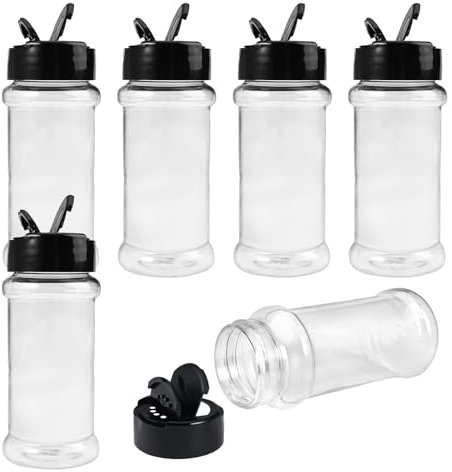 6 Pezzi Barattoli Vuoti per Spezie- con Coperchio Aromatizzato, 10×4.5cm Senza Bpa Barattoli per Spezie Riutilizzabili, Mini Barattoli per Spezie in Plastica, per Spezie, Sale,Pepe, Erbe (100ml)