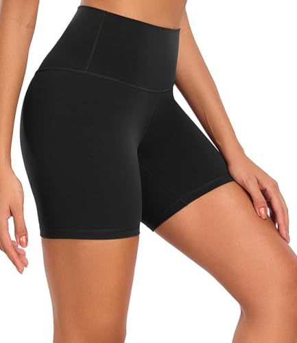 wirarpa Pantalones Cortos Deportivos para Mujer Pantalones Cortos de Yoga de Cintura Alta Mallas Cortas de Mujer para Yoga Correr Fitness Ciclista Gym Running Negro Talla Pequeño