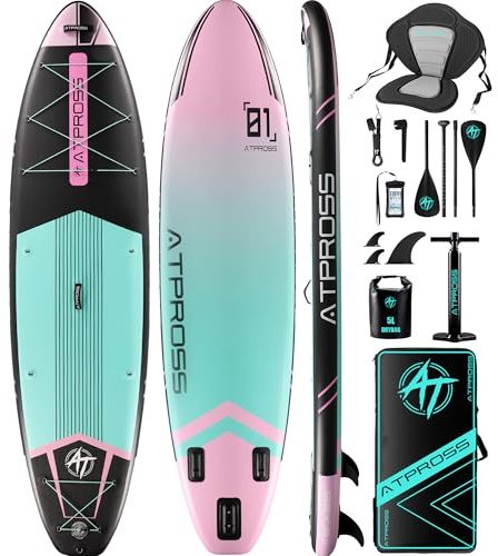 ATPROSS Planche pagaie Gonflable 350 x 89 x 15 cm, 200 kg, Extra Large, pour Adultes, avec kit d'accessoires de Sup de qualité supérieure et Sac à Dos, Planche de Kayak antidérapante, pour Yoga,