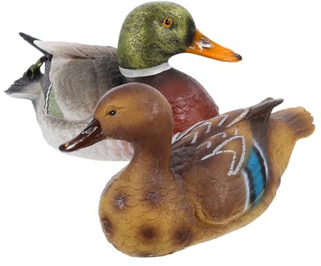 Mobestech 2pièces Statue De Canard Résine Flottant Figurine De Canard Artificiel pour Décoration Étang Et Piscine Intérieure Extérieure