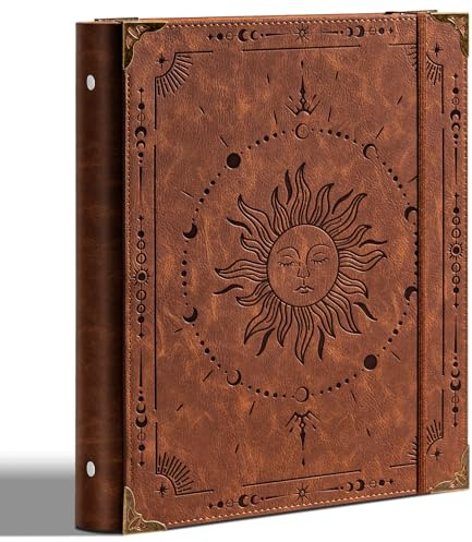 Ovesmusl PU Leather 3 Ring Binder 1 Inch Round Ring Binder Holds 200 Sheets