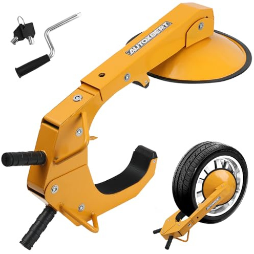 AUTOXBERT Universal Wheel Lock, Anti Theft Wheel Clamp Lock with Two Keys for Car Trailer Truck SUV Camper