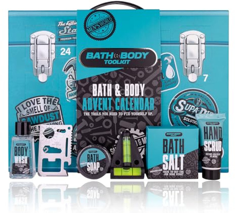 Accentra – Herren Adventskalender 2025 Kosmetik mit 24 Pflegeprodukten – Beauty Adventskalender für Männer – Pflege Weihnachtskalender mit Bodylotion, After-Shave, Seife, Duschgel, Bartpflege u.v.m.