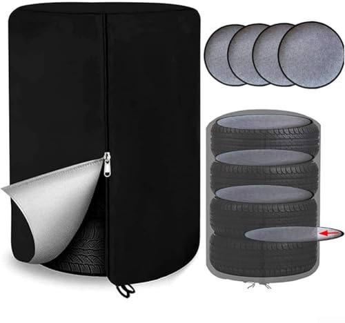 Housse de pneu avec 4 coussinets, tissu Oxford 420D anti-poussière et imperméable avec fermeture éclair et cordon de serrage pour la protection des pneus (D)
