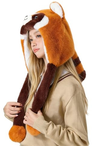 Generico Cappelli Animali per Bambini,Copricapo a Forma di Procione Divertente e Caldo | Cappello Invernale in Peluche Animale,per Donne Ragazze all'Aperto Cosplay Festività Inverno Party Quotidiano