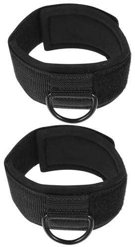 Veemoon Banda de Tobillo para Ejercicios de Fuerza de 2 Piezas, Correas de Poliéster Negras D Anillo, Accesorio Portátil para Entrenamiento de Piernas en Gimnasio y Casa