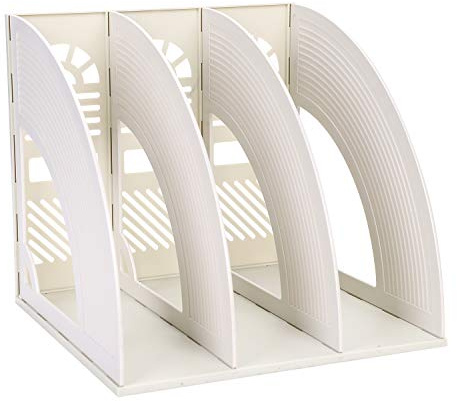 ITODA Organizer da scrivania, con 3 scomparti, robusto porta-riviste in plastica, divisori per documenti, riviste e libri Grey-3 sections