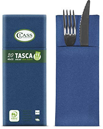 Class C4032TA-152-PEFC Airlaid Serviette für Besteck, Papier, Blau, 40 x 32 x 0,8 cm, 20 Stück