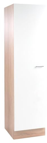 Möbel Jack Hochschrank Küche - Eiche Sonoma - Weiß - 1 Tür - 50 cm breit - Seitenschrank Küchenschrank Mehrzweckschrank