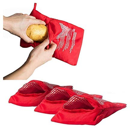 Lot de 4 sacs de pommes de terre réutilisables pour four à micro-ondes Rouge 4 minutes