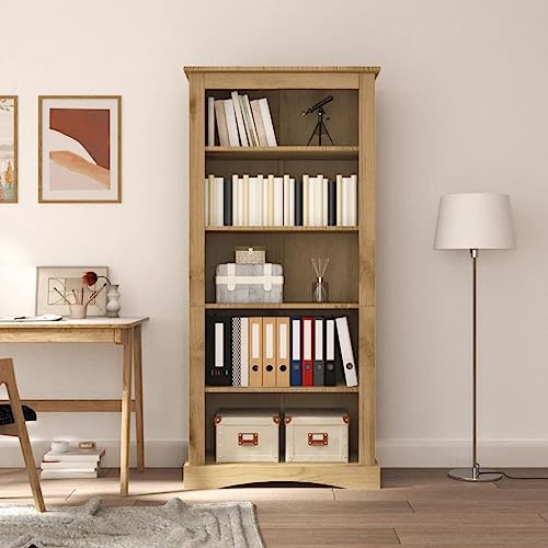 YAFF 5-Tier Bookcase Mexican Pine Corona Range 31.9x15.7x66.9