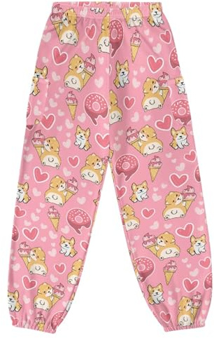 JOAIFO Cute Puppy Donuts Print Yoga Pants Harem Pants Women with Pocket Plus Size Leggings Fashion Printed Soft Hippie Pants Kung Fu Pants