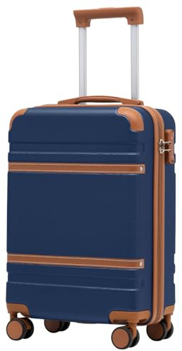 COOLIFE Ryanair Valigia Bagaglio a mano,Valigie,Trolley,Valigia da cabina 55×35×20,Chiusura a combinazione laterale con TSA (Blu Marrone, 55×35×20)