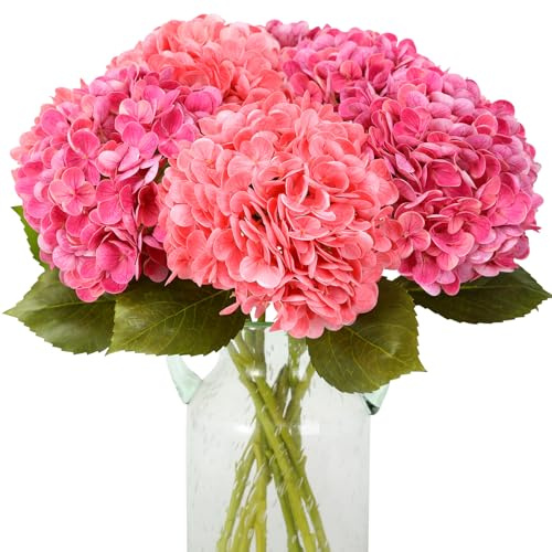 JUSTOYOU Konstgjorda hortensior konstgjorda blommor (djuprosa och rosaröd)