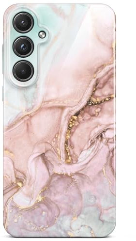 ONEFLOW Bliss Cover für Samsung Galaxy A55 5G Hülle in Marmor Optik, Designer Case Handy Schutzhülle mit Kameraschutz, Muster Hardcase Glitzer Handyhülle marmoriert, Rosa Grau