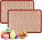 Mat for Macarons, 2 Pieces Non-Slip Baking Mat, Non-Stick Reusable, for Macarons, Biscuits, Bread, Pizza Mat,Red