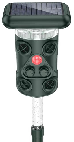 Knofla Repulsif Chat Exterieur 360°,Repulsif Chat Solaire pour Jardin, Répulsif Chat Ultrason avec éclairage Nocturne, Répulsif Animaux Convient pour Chats Chiens Oiseaux Renards Rats