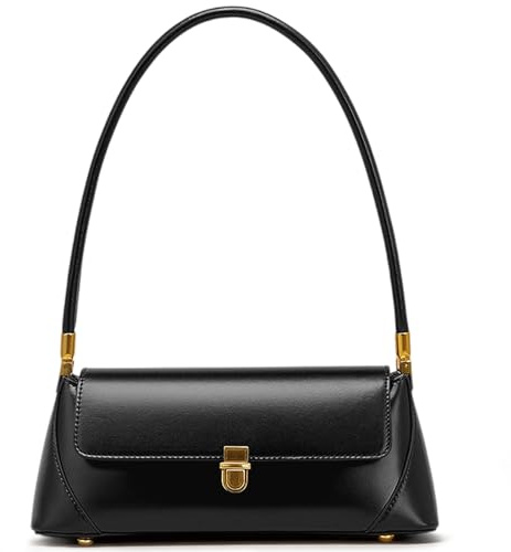 Mabecol Borsa Donna Elegante – Borsetta Vintage Piccola a Spalla con Tracolla Sottile, Stile Minimal Chic, per Serate, Feste, Cerimonie e Uso Quotidiano (Nero)