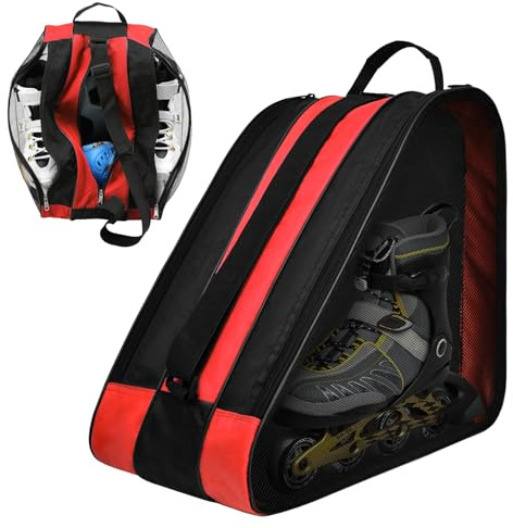 Bolsas de patinaje mejoradas para niñas y mujeres, para patines en línea, patines de hielo, patinaje artístico, bolsa para patines (rojo)