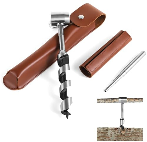 Kronabelle Trapano per legno con occhiello, set di punte a trivella manuale da 25,4 cm, trapano a trivella manuale, strumento di sopravvivenza per campeggio ed escursionismo