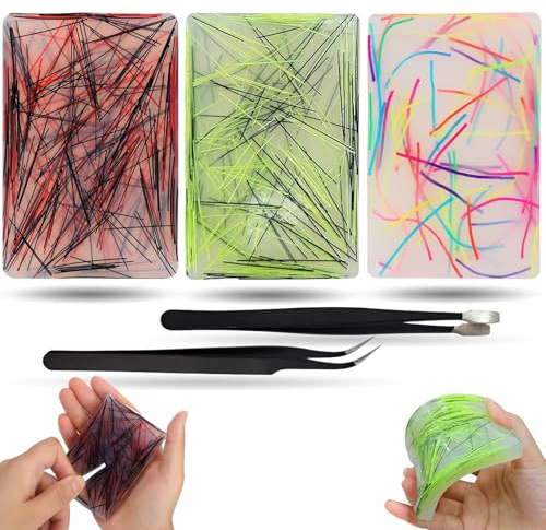 3-Pack Skin Picking Fidget Toys, Silicone Sensory Picky Pad with Tweezer, Portable Pimple Popper Toy for Adults, Hair Pulling Fidget Toys for Anxiety, ADHD, Dermatillomania or Trichotillomania