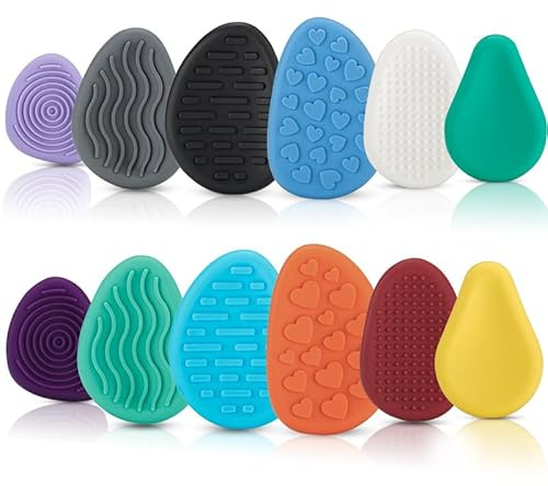 12 Pièces Fidget Toys Pierre Sensorielle, Fidget Toys Sensory Stone en Silicone, Jouets Apaisants pour Enfants Pierres préoccupation Colorées et Texturées pour Enfants Adultes, Jouets Anti-Stress (C)