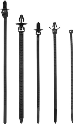 QUARKZMAN 160 Piezas Juego De Bridas De Cable Con Montaje Por Presión 5 Tamaños Correas De Nylon Con Autobloqueo Estilo Roscado/Con Flecha Para La Industria Electrónica Y Automotriz Negro
