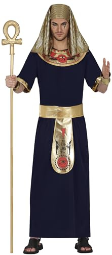FIESTAS GUIRCA | Disfraz Egipcio Faraón Adulto (54-56/XL) - Túnica, Cinturón y Cofia - Disfraces de Egipto, Fiestas Temáticas, Halloween y Carnaval - Ideal para Hombres - Negro y Oro